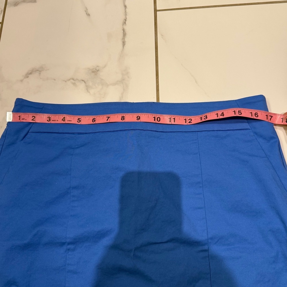 Ann Taylor Madison Skirt‎ Blue Cotton Blend Flat Front Pockets Womens Size 10 - Picture 6 of 9